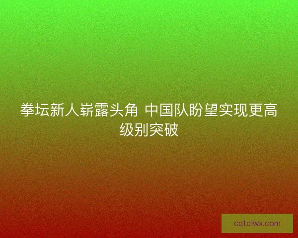 拳坛新人崭露头角 中国队盼望实现更高级别突破 拳坛新人崭露头角 中国队盼望实现更高级别突破