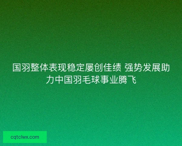 国羽整体表现稳定屡创佳绩 强势发展助力中国羽毛球事业腾飞