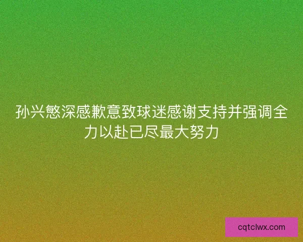 孙兴慜深感歉意致球迷感谢支持并强调全力以赴已尽最大努力